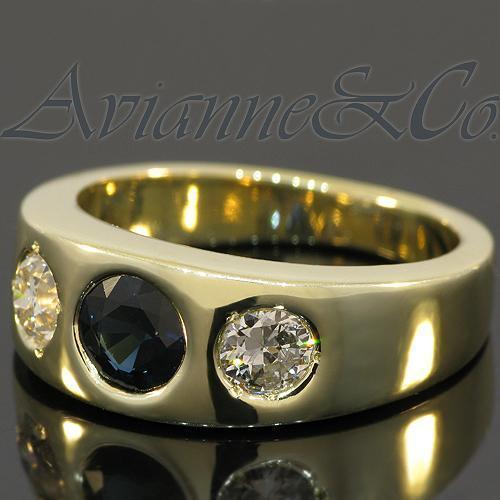 14K Yellow Solid Gold Mens Diamond Sapphire Pinky Ring 2.50 Ctw