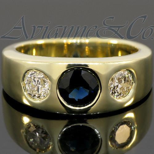 14K Yellow Solid Gold Mens Diamond Sapphire Pinky Ring 2.50 Ctw
