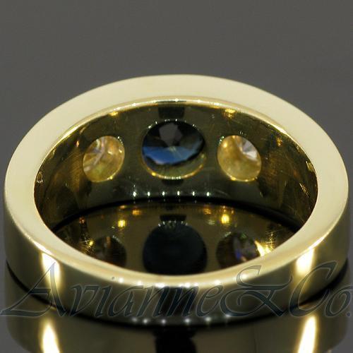 14K Yellow Solid Gold Mens Diamond Sapphire Pinky Ring 2.50 Ctw