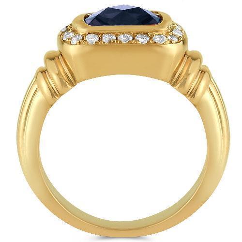14K Yellow Solid Gold Mens Diamond Sapphire Pinky Ring 3.50 Ctw