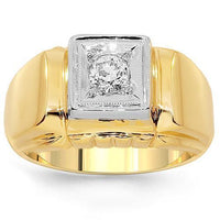 Thumbnail for 14K Yellow Solid Gold Mens Diamond Solitaire Pinky Ring 0.25 Ctw