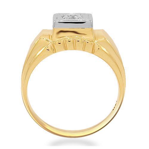 14K Yellow Solid Gold Mens Diamond Solitaire Pinky Ring 0.25 Ctw