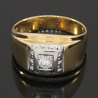 Thumbnail for 14K Yellow Solid Gold Mens Diamond Solitaire Ring 0.35 Ctw