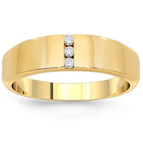 14K Yellow Solid Gold Mens Diamond Wedding Ring Band 0.15 Ctw