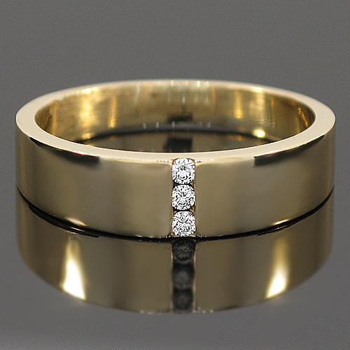 14K Yellow Solid Gold Mens Diamond Wedding Ring Band 0.15 Ctw