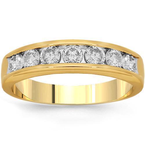 14K Yellow Solid Gold Mens Diamond Wedding Ring Band 1.00 Ctw