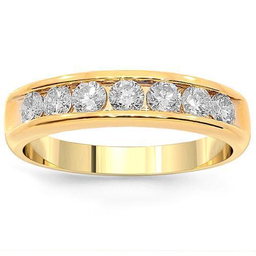14K Yellow Solid Gold Mens Diamond Wedding Ring Band 1.00 Ctw