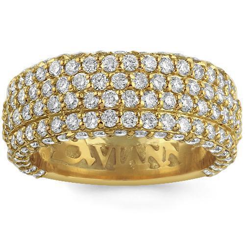 14K Yellow Solid Gold Mens Diamond Wedding Ring Band 4.50 Ctw