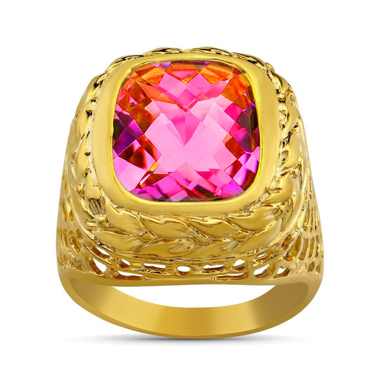 14K Yellow Solid Gold Mens Ruby Pinky Ring 8.00 Ctw