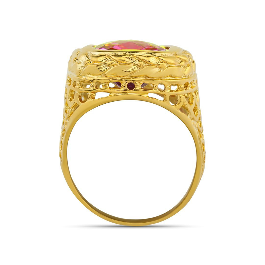 14K Yellow Solid Gold Mens Ruby Pinky Ring 8.00 Ctw