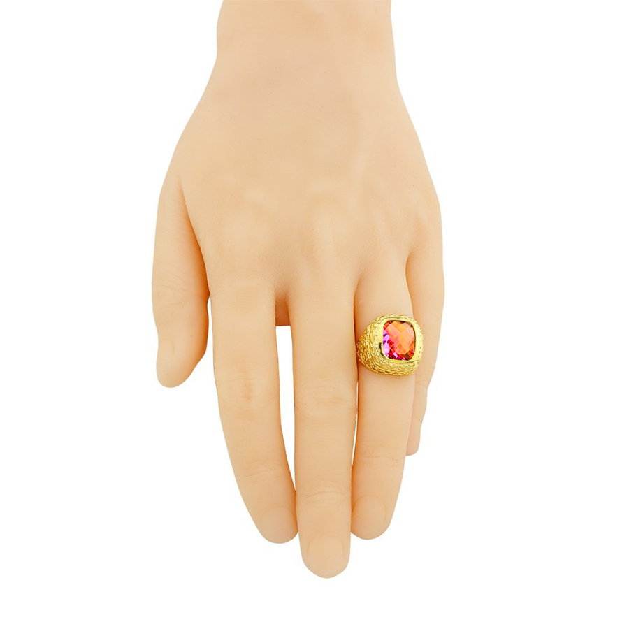 14K Yellow Solid Gold Mens Ruby Pinky Ring 8.00 Ctw