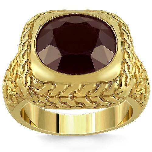 10k Yellow Solid Gold Men's Ring with Ruby Gemstone and Genuine Diamon – J  F M