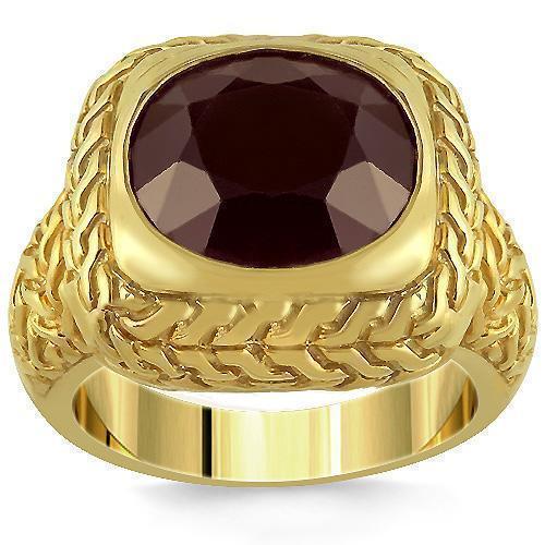 14K Yellow Solid Gold Mens  Ruby Pinky Ring 9.00 Ctw