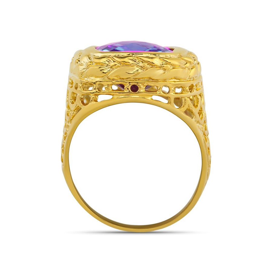 14K Yellow Solid Gold Mens Sapphire Pinky Ring 8.00 Ctw