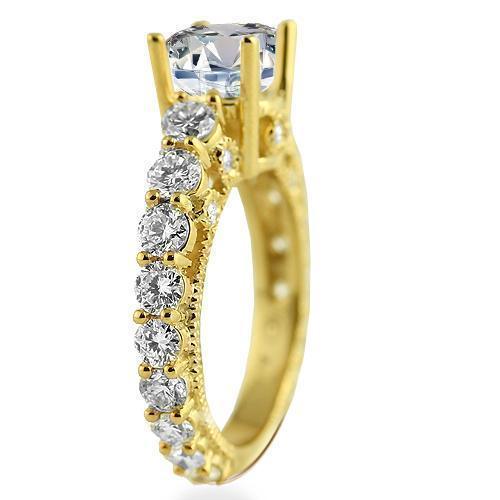 14K Yellow Solid Gold Womens Diamond Four Prongs Designer Engagement Ring 5.53 Ctw