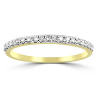 Thumbnail for Yellow 14K Yellow Solid Gold Womens Diamond French Pave Wedding Band 0.20 Ctw
