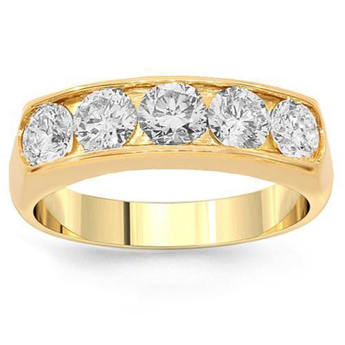 14K Yellow Solid Gold Womens Diamond Wedding Band 1.30 Ctw
