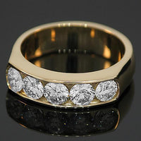 Thumbnail for 14K Yellow Solid Gold Womens Diamond Wedding Band 1.30 Ctw