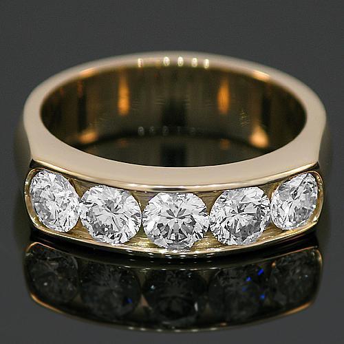14K Yellow Solid Gold Womens Diamond Wedding Band 1.30 Ctw