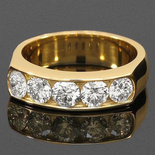 14K Yellow Solid Gold Womens Diamond Wedding Band 1.30 Ctw