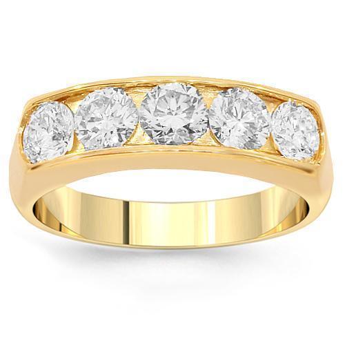 14K Yellow Solid Gold Womens Diamond Wedding Band 1.30 Ctw