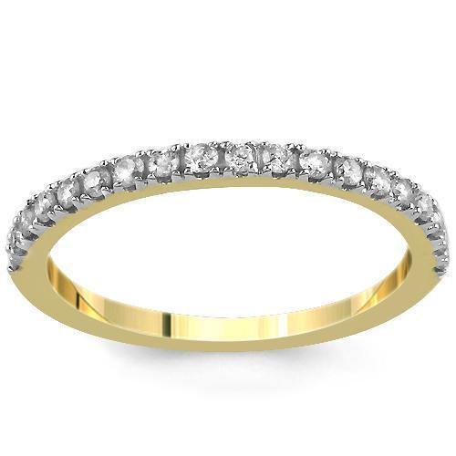 14K Yellow Solid Gold Womens Diamond Wedding Ring Band 0.22  Ctw