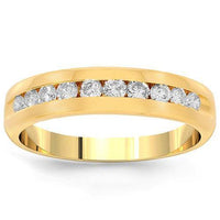 Thumbnail for 14K Yellow Solid Gold Womens Diamond Wedding Ring Band 0.41 Ctw