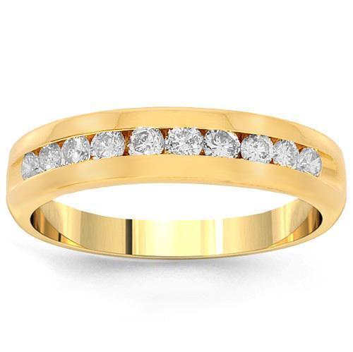 14K Yellow Solid Gold Womens Diamond Wedding Ring Band 0.41 Ctw