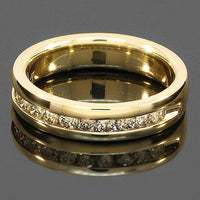 Thumbnail for 14K Yellow Solid Gold Womens Diamond Wedding Ring Band 0.41 Ctw