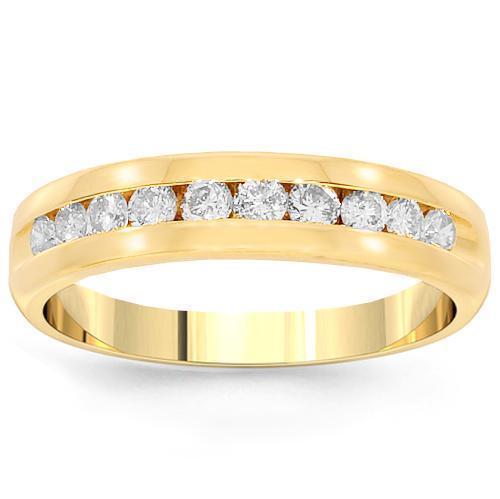 14K Yellow Solid Gold Womens Diamond Wedding Ring Band 0.41 Ctw