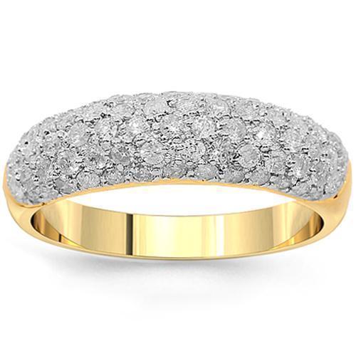 14K Yellow Solid Gold Womens Diamond Wedding Ring Band 1.03 Ctw