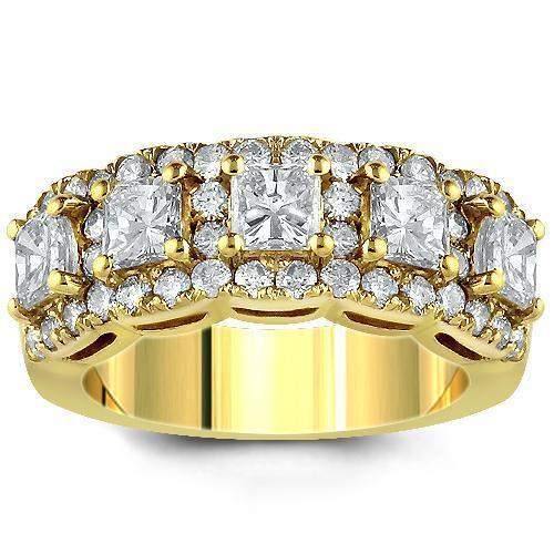 14K Yellow Solid Gold Womens Diamond Wedding Ring Band 2.70 Ctw