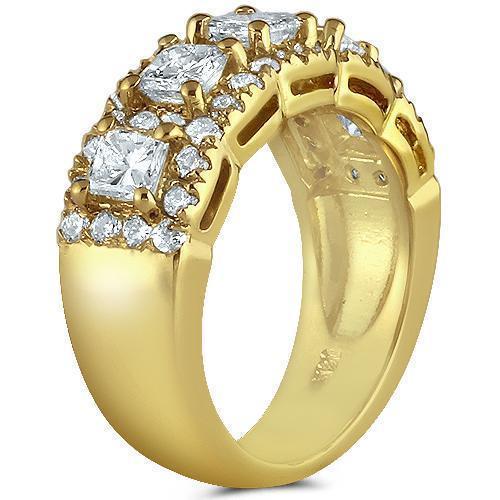 14K Yellow Solid Gold Womens Diamond Wedding Ring Band 2.70 Ctw