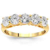Thumbnail for 14K Yellow Solid Gold Womens Five Stone Diamond Anniversary Ring 1.03 Ctw