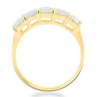 Thumbnail for 14K Yellow Solid Gold Womens Five Stone Diamond Anniversary Ring 1.03 Ctw