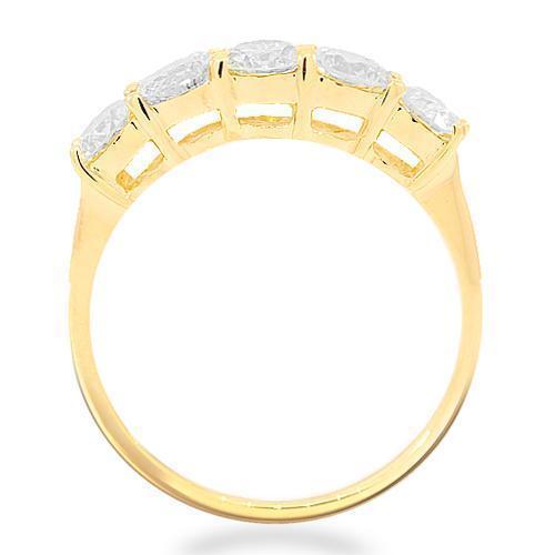 14K Yellow Solid Gold Womens Five Stone Diamond Anniversary Ring 1.03 Ctw