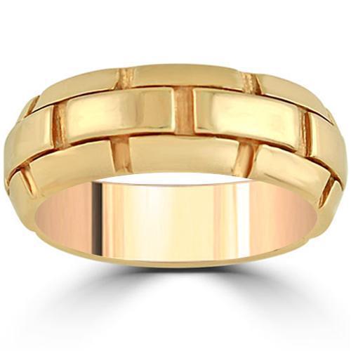18K Rose Solid Gold Designer Style Mens Wedding Plain Band