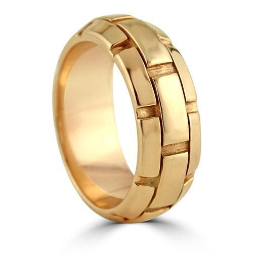 18K Rose Solid Gold Designer Style Mens Wedding Plain Band