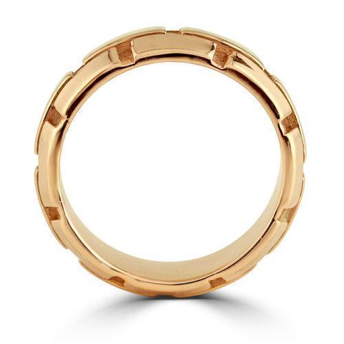 18K Rose Solid Gold Designer Style Mens Wedding Plain Band