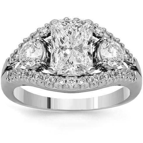 18K Solid White Gold Clarity Enhanced Diamond Engagement Ring 1.34 Ctw