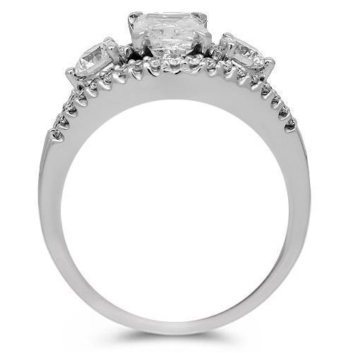 18K Solid White Gold Clarity Enhanced Diamond Engagement Ring 1.34 Ctw