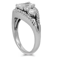 Thumbnail for 18K Solid White Gold Clarity Enhanced Diamond Engagement Ring 1.34 Ctw