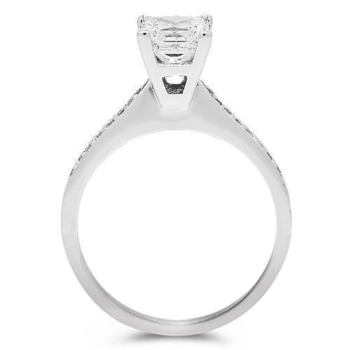 18K Solid White Gold Diamond Bridal Ring Set 1.51 Ctw