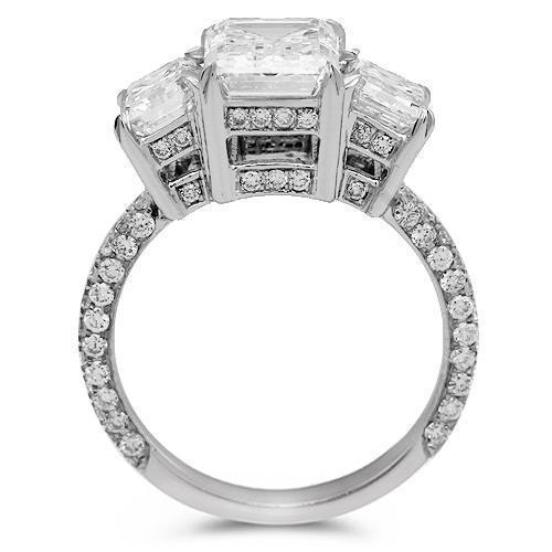 18K Solid White Gold Diamond Custom Engagement Ring 3.95 Ctw