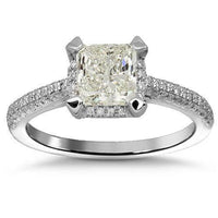 Thumbnail for 18K Solid White Gold Diamond Engagement Ring 1.50 Ctw
