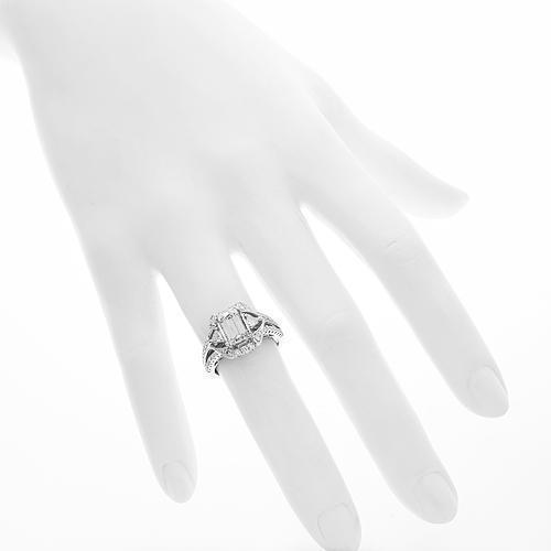 18K Solid White Gold Diamond Engagement Ring 2.08 Ctw