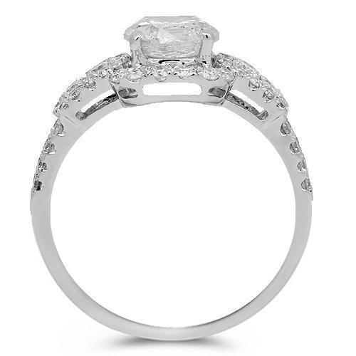 18K Solid White Gold Diamond Engagement Ring 2.27 Ctw