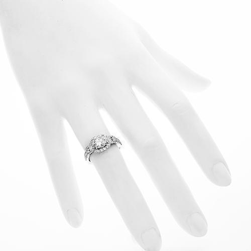 18K Solid White Gold Diamond Engagement Ring 2.27 Ctw