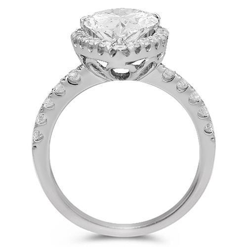 18K Solid White Gold Diamond Engagement Ring 3.40 Ctw