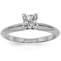 Thumbnail for 18K Solid White Gold Diamond Solitaire Engagement Ring 0.54 Ctw